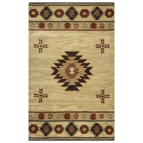 Rizzy Rugs Southwest Area Rug SU2007 Khaki Petals Shapes 6' 6" x 9' 6" Rectangle