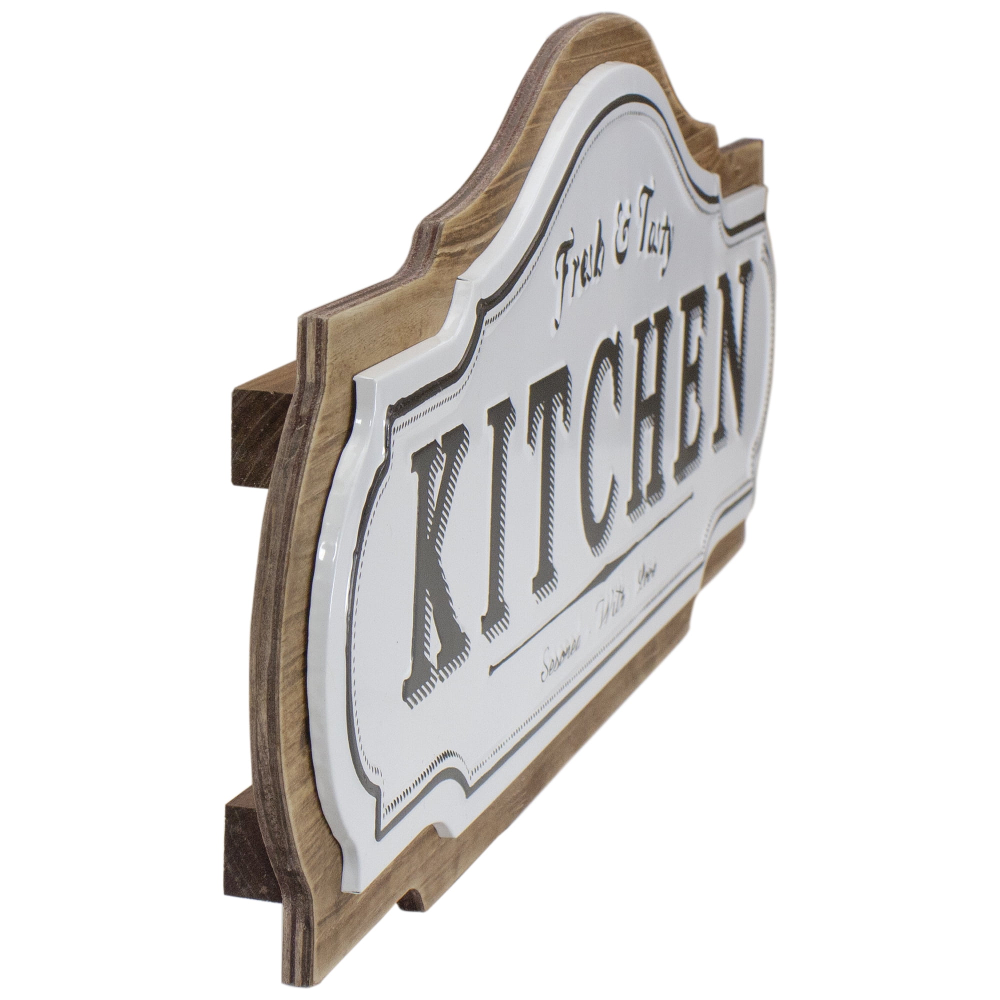 Northlight Metal "Kitchen Fresh & Tasty" Sign Wall Decor - 24" - Black and White