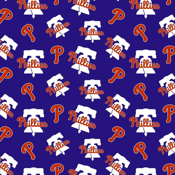 MLB Philadelphia Phillies 100% Cotton Team Logo Fabric, 58" x 2 Yards, Pre-Cut, Blue & Red