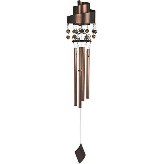 StealStreet Left Twirled Ribbon Wind Chime with Hanging Copper Pearls, 48"