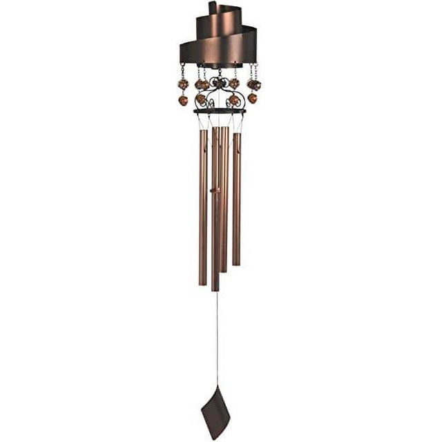 StealStreet SS-G-99375, 48" Left Twirled Ribbon Wind Chime with Hanging Copper Pearls
