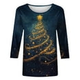 thumbnail image 5 of Fankiway Tunique Chandails en Molleton pour Femmes Imprimé de Noël Col Rond Manches Trois-Quarts T-shirt Ample Manches Longues Col Rond Multicolore G, 5 of 5