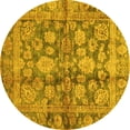 thumbnail image 1 of Ahgly Company Indoor Round Oriental Yellow Traditional Area Rugs, 6' Round, 1 of 4