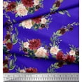 thumbnail image 3 of Soimoi Blue Viscose Chiffon Fabric Ranunculus & Penoy Floral Print Printed Fabric 1 Yard 42 Inch Wide, 3 of 3