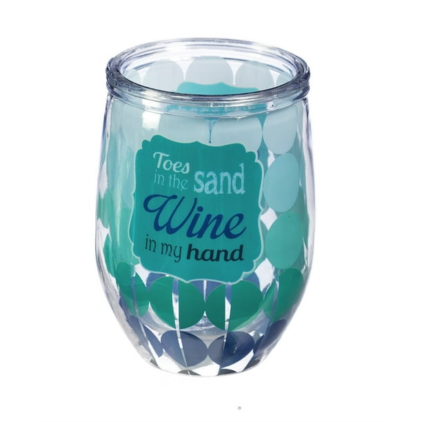 Wine in My Hand Double Wall Stemless Acrylic Wine Glass, 12 oz