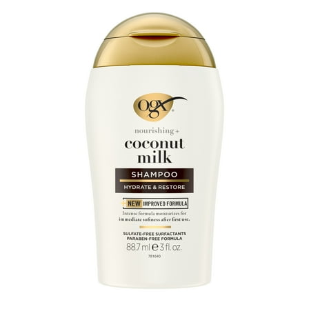OGX Coconut Milk Nourishing Daily Shampoo, 3 fl oz, Travel Size