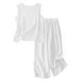 thumbnail image 6 of Back To School Outfits for Girls Size 7-8 Girls Linen Matching Pants Set 2 Piece Summer Outfit Baggy Flowy Palazzo Pants and Open Back Cami Top Solid Elegant Clothing, 6 of 6