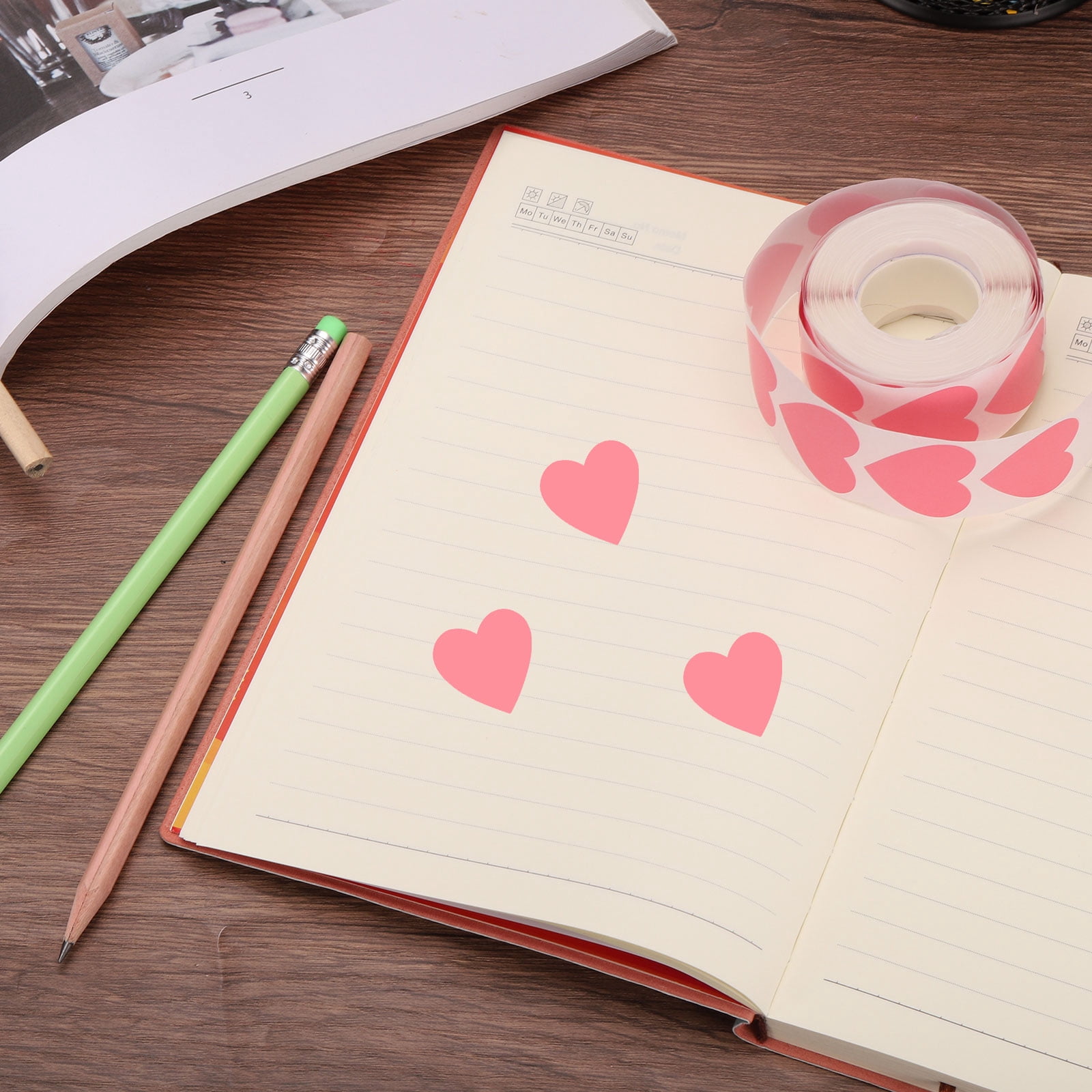 Unique Bargains Heart Stickers Self-Adhesive Coding Labels for DIY Crafts Pink