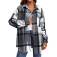 thumbnail image 2 of UVN Plaid Shirts for Women Flannel Long Sleeve Shacket Jacket Ladies Shirt Button Down Top Casual Coats, 2 of 7