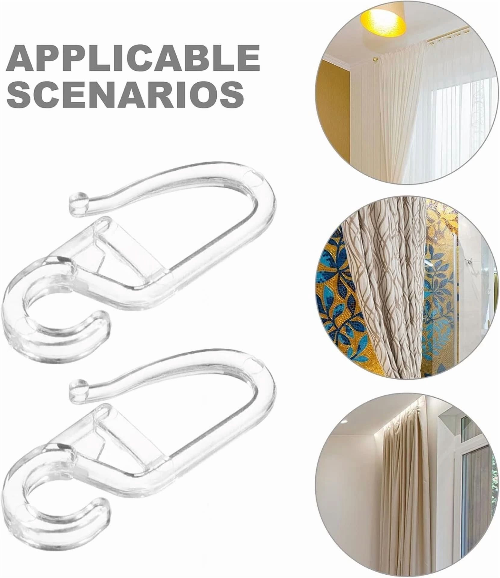 FLINT- 10Pcs Clear Plastic Shower Curtain Hooks Adjustable Pinch Pleat Drapery Rings