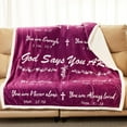 thumbnail image 2 of LHSHID Bible Blanket Christian Sympathy Blanket Inspirational Gifts Religious Gifts for Women Jesus Christ God Says You are Blessed Soft Throw Blanket for Praying Faith Woman 50"x60", 2 of 6