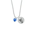 thumbnail image 2 of Delight Jewelry Blue Crystal Heart Silvertone Script Initial Disc - G - Charm Necklace, 20"+3", 2 of 4