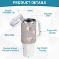 thumbnail image 4 of SKYSONIC Insulated Tumblers with Lids and Straws Handles 40oz Water Bottle Pale Roses Cute Pink Travel Mug Reusable Stainless Steel Thermos Vacuum, 4 of 7