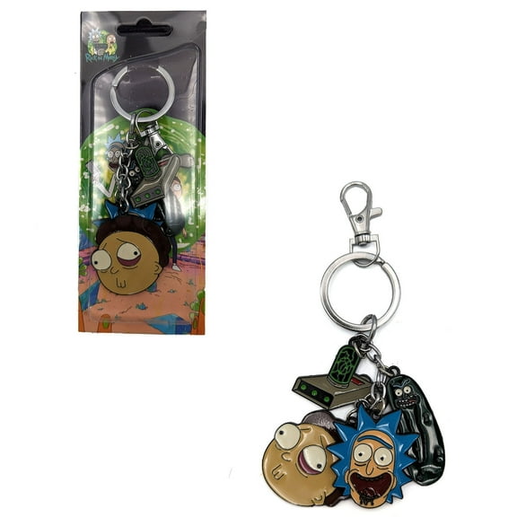 Rick Morty Pickle & Portal Gun - Rick and Morty 1" Keychain 4 pc. Pendant
