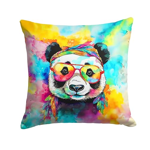 Carolines Treasures DAC4017PW1414 14 x 14 in. Unisex Hippie Animal Panda Polyester Fabric Throw Pillow