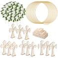 thumbnail image 2 of 48 centros de mesa de bautismo, incluyendo 12 cruces de madera, 12 aros florales de metal con soportes y 24 rosas de espuma, kit de hilos de guirnalda para fiesta de bautismo, decoración de boda, 2 of 7