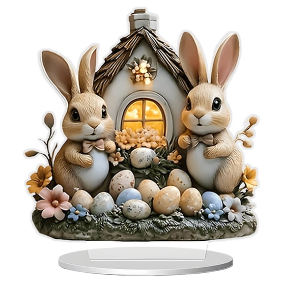 Easter Decorations for Home,Spring Decorations for Home,Easter Bunny & Egg Acrylic Flat Ornaments Festive Living Room Wine Cabinet Decor Props for Home Holiday Aesthetic Enhancement
