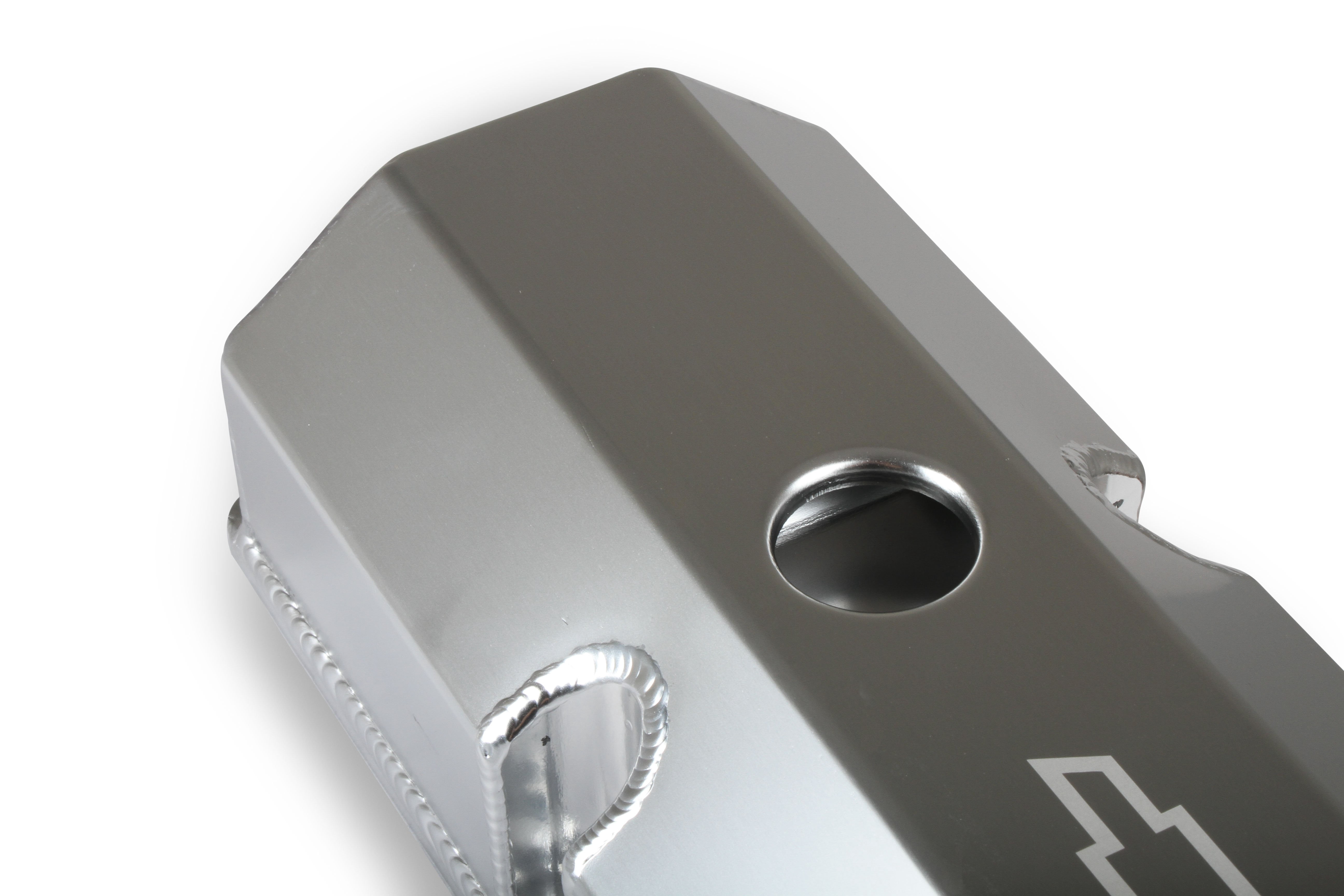 Holley 241-287 Holley GM Licensed Track Series Valve Cover; Fabricated Aluminum Valve Cover: Flat Top; Pair; Silver;