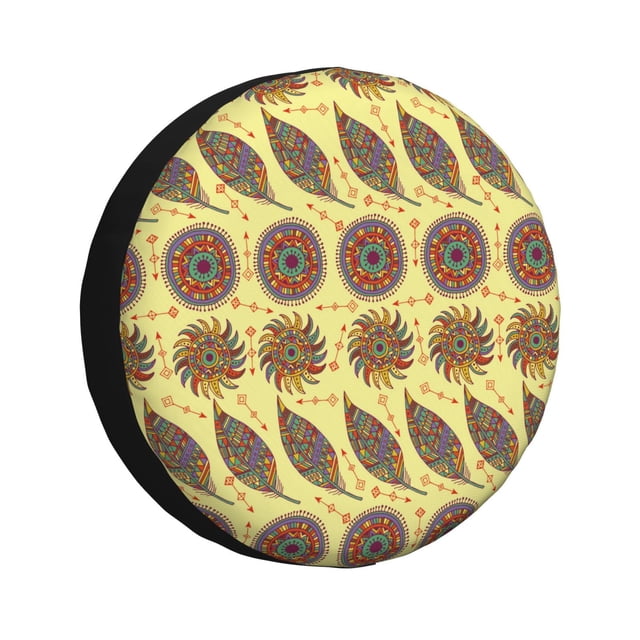 Fotbe Bohemia Funda de Llanta de Repuesto con Estampado, Engrosada, Ajuste Universal para Jeep, Remolque, RV, SUV, Camión-15 inch