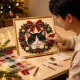 thumbnail image 4 of Christmas Wreath Cat Gem Bead Painting Kit, DIY Pearl Art Set with Photo Frame, Easy‑to‑Make Holiday Craft, Handmade Wall Decor for Adults, 4 of 6
