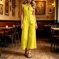 thumbnail image 4 of Jumpsuits for Women Sleeveless Zipper V Neck One Piece Jumpsuit Waist Cinched Slim Fit Wide Leg Ankle Length Jumpsuit with Pockets Summer Casual Outfits, 4 of 6