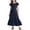 Navy, variant on Girls Summer Dress Pleated Short Sleeve Round Neck Loose Casual Flowy Layered Extra Long Dress With Pockets Kids Dress for Party School Daily Wear