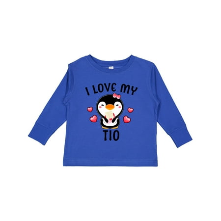 

Inktastic I Love My Tio with Cute Penguin and Hearts Girls Long Sleeve Toddler T-Shirt