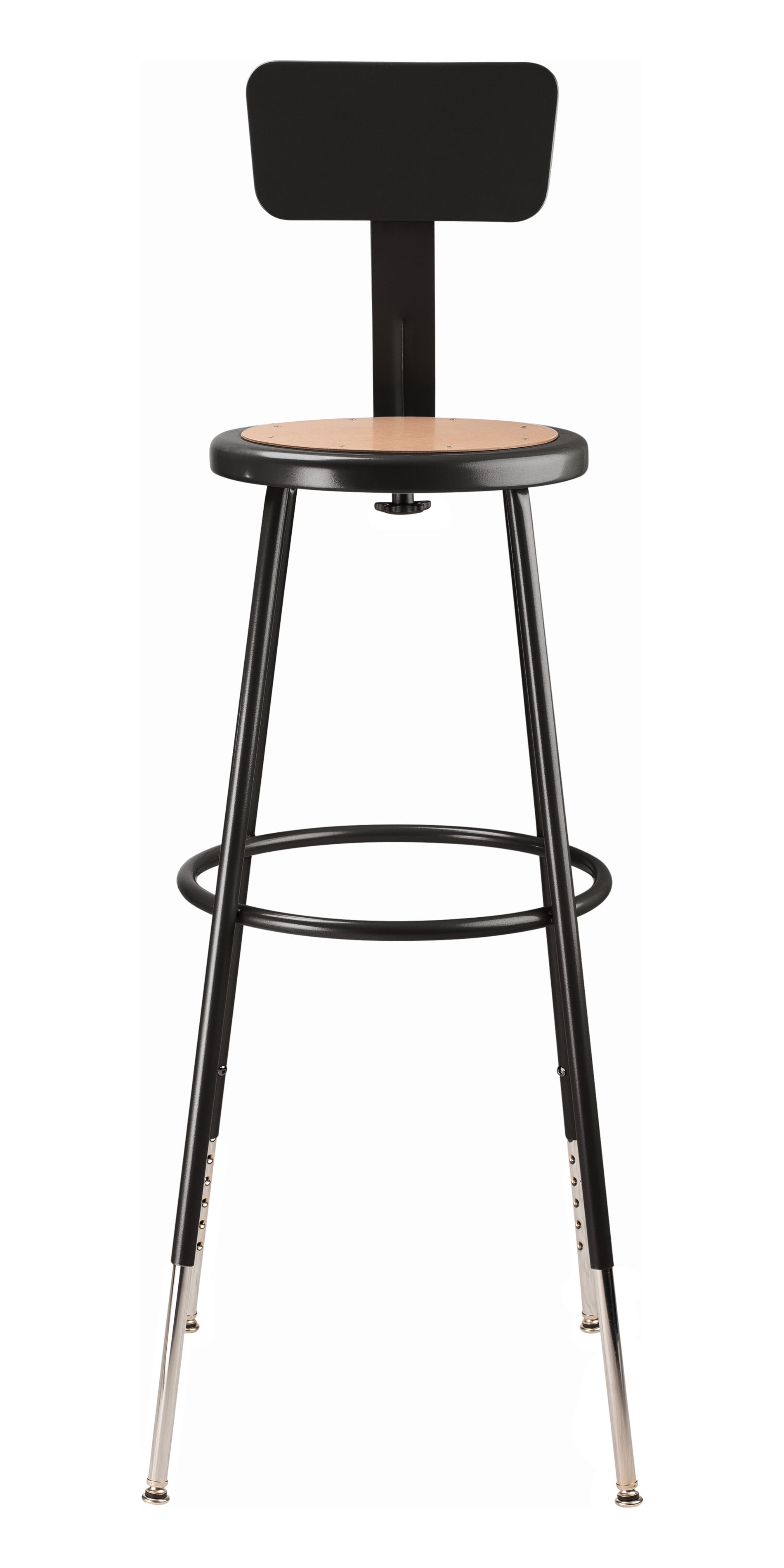 (Pack of 2) NPS 32 -39" Height Adjustable Heavy Duty Steel Stool With Backrest, Black