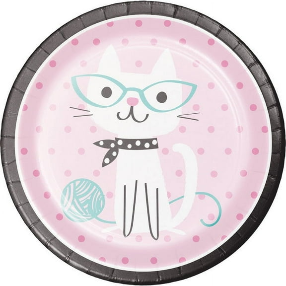 96 Count Bulk Pack Purr-fect Cat Party Dinner Plates