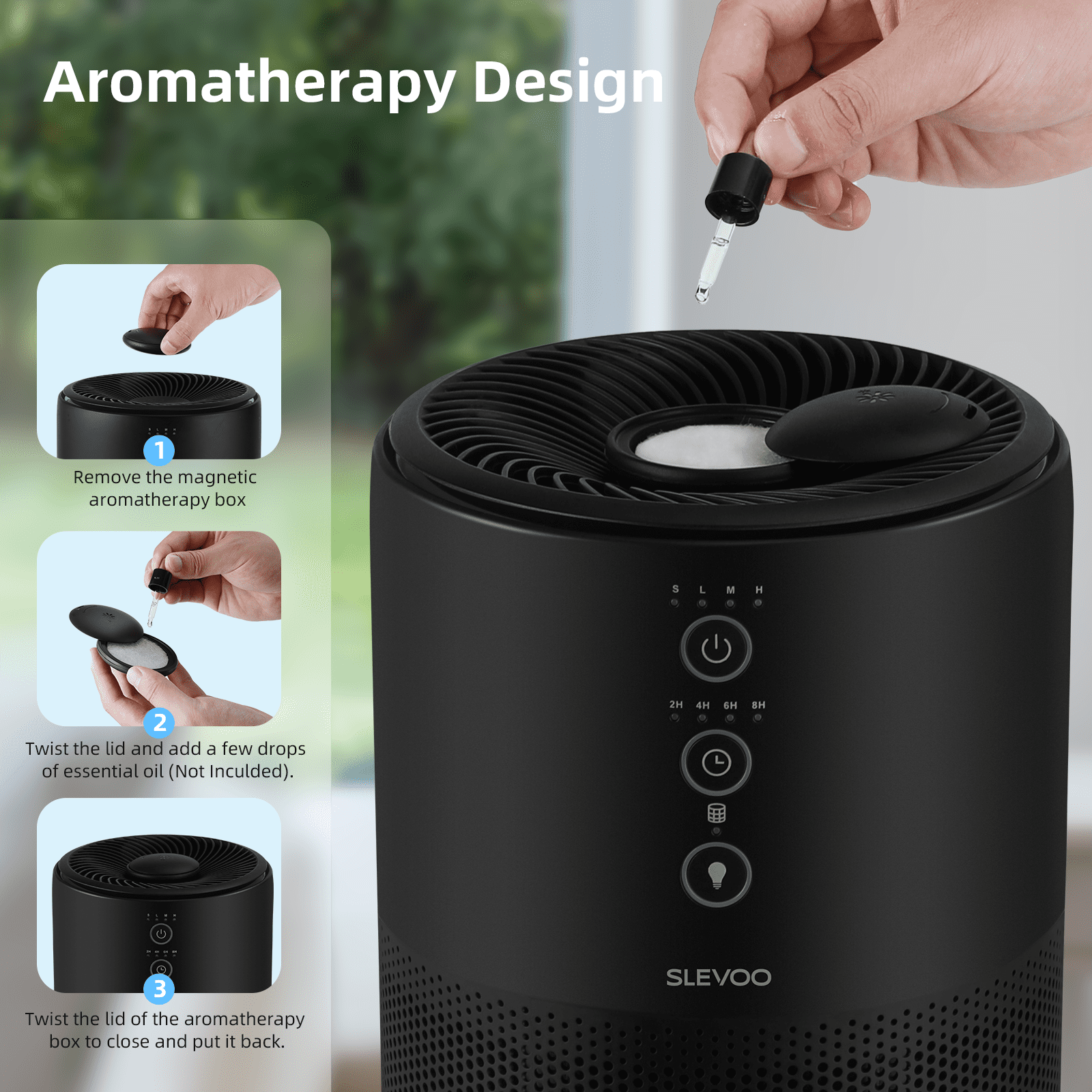 Slevoo Air Purifiers 915 Sqft, H13 True HEPA Filter for Home Remove 99.97% of Dust,Smoke,Pets,Black