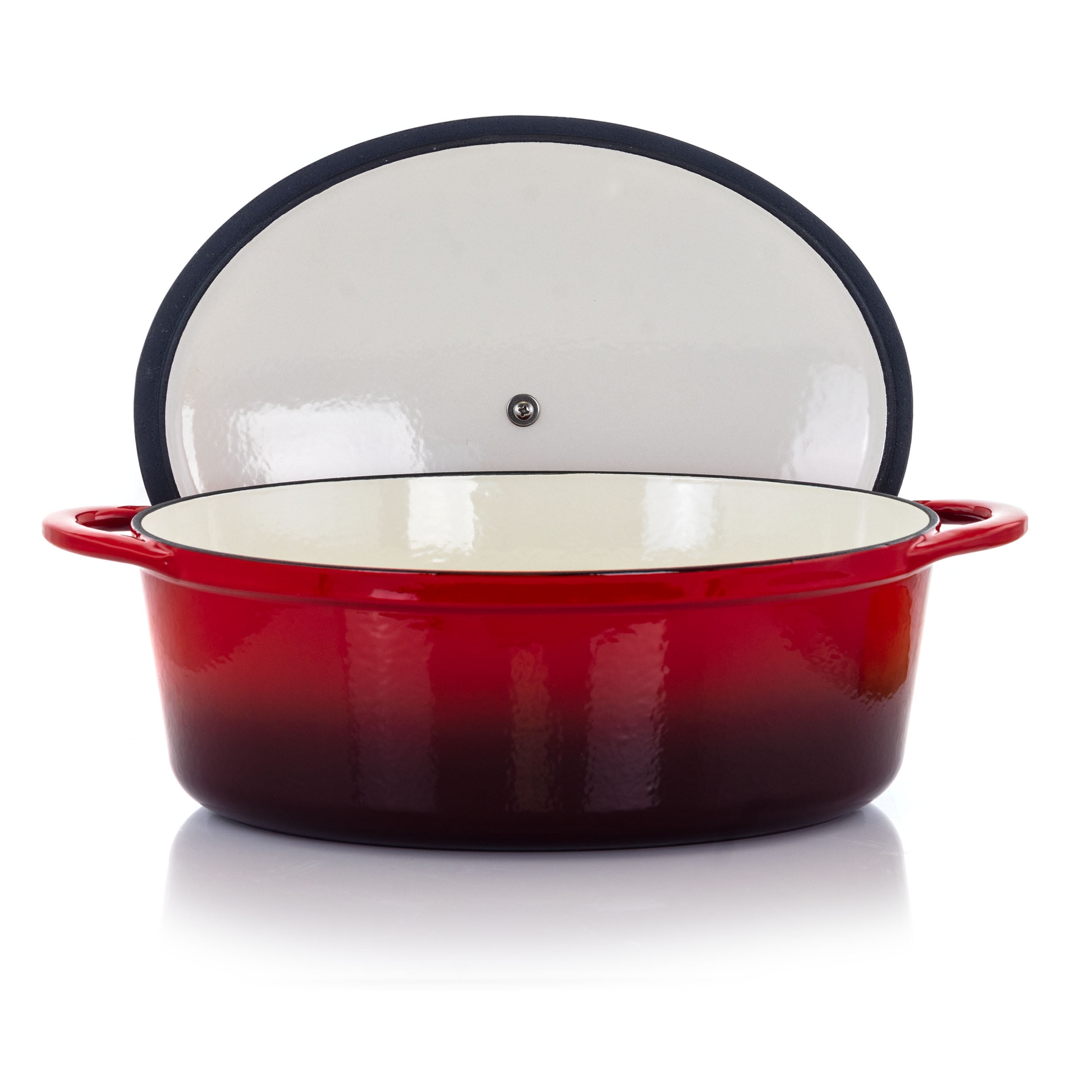 Restaurantware 9 Ounce Mini Casserole Dish, 1 Mini Dutch Oven with Lid - Enameled, Oval, Red Cast Iron Mini Cocotte, Heavy-Duty, for Baking