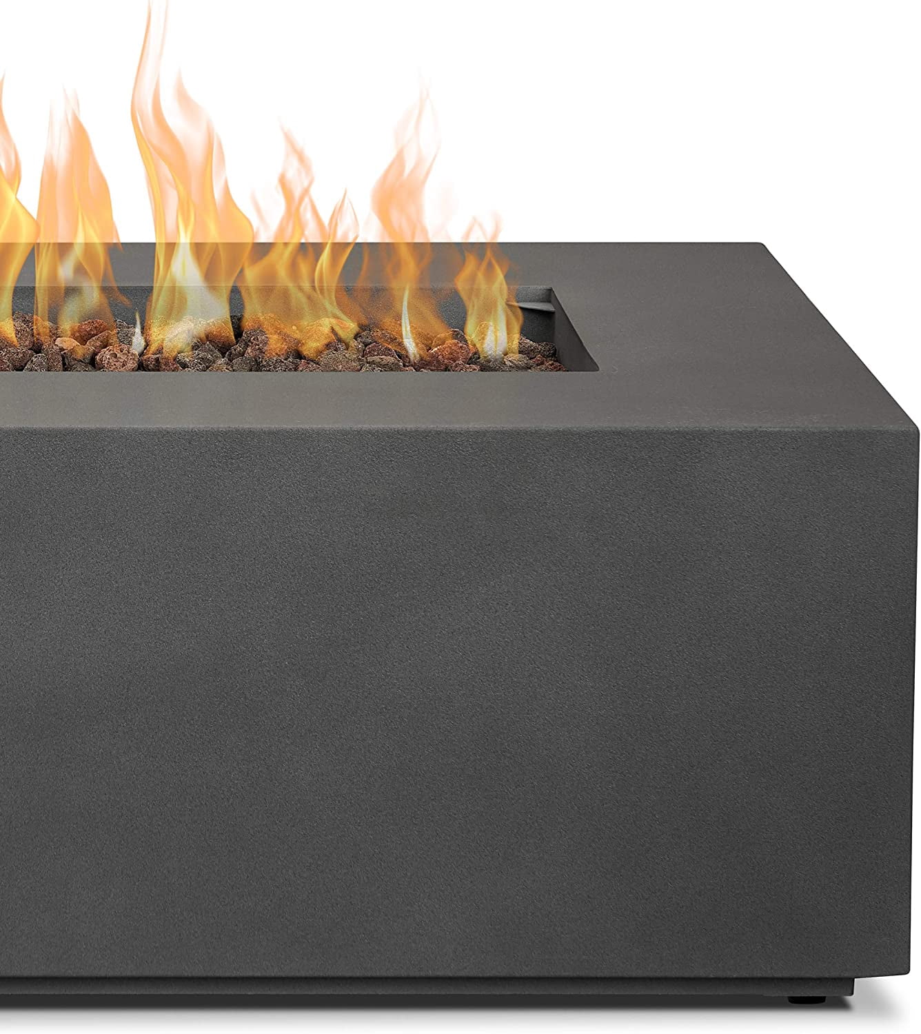 Real Flame Aegean 42" Rectangle Steel Propane or Natural Gas Fire Pit Table in Weathered Slate