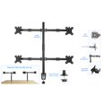 thumbnail image 4 of Rocelco Support de Bureau pour Quadruple Moniteur Premium - Motif VESA - Noir (R DM4), 4 of 7