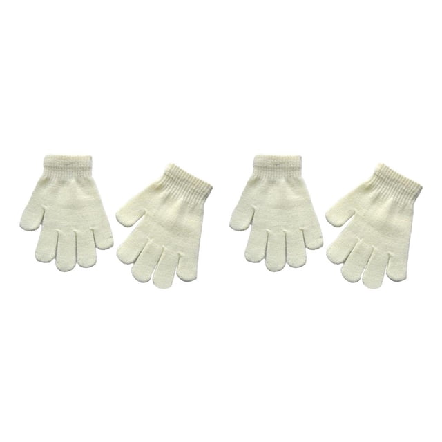 Qarigey 1 par de guantes para niños, guantes para exteriores, prácticos y cómodos accesorios de ropa para cubrir los dedos con color sólido Blanco 2Conjunto
