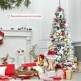 thumbnail image 4 of Gymax 7 FT Artificial Snow Flocked Pencil Christmas Tree w/ White Berries & Flowers, 4 of 10
