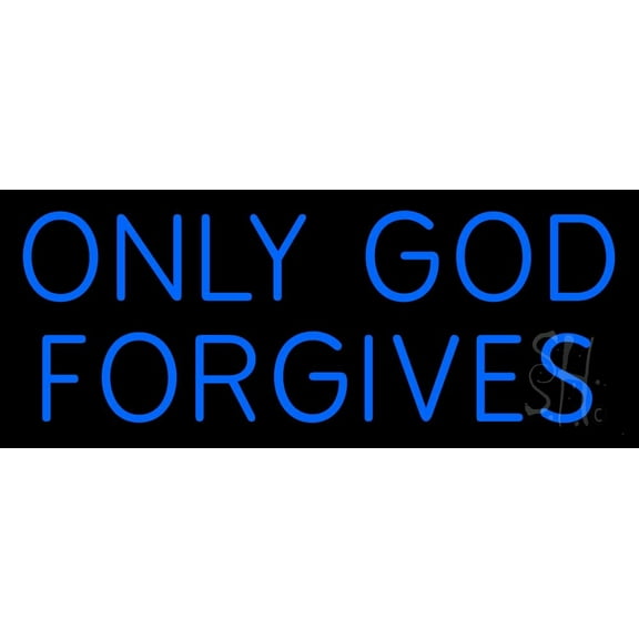 Blue Only God Forgives LED Neon Sign 10" Tall x 24" Wide - inches Black Square Cut Acrylic Backing, with Dimmer - Premium built indoor Sign for Home décor, Event, Religious place, Store interior.