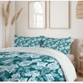 thumbnail image 6 of Ambesonne Floral Duvet Cover Set, Aquatic English Rose Flowers, King, Dark Teal and Multicolor, 6 of 6