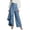 Sky Blue, variant on Women's Wide Leg Linen High Waist Asymmetrical Wrap Button Front Summer Casual Streetwear Pants