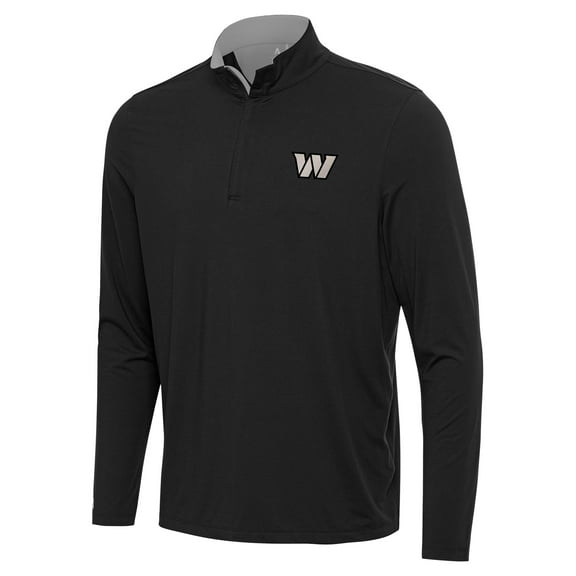 Men's Antigua Black Washington Commanders Content Quarter-Zip Pullover Top