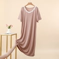 thumbnail image 2 of cfhntfmh Nuisette pour Femmes Col Rond Plissée Vêtement de Nuit Manches Courtes Bordure en Dentelle Chemise de Nuit Grande Taille Robe de Nuit de Printemps, 2 of 5
