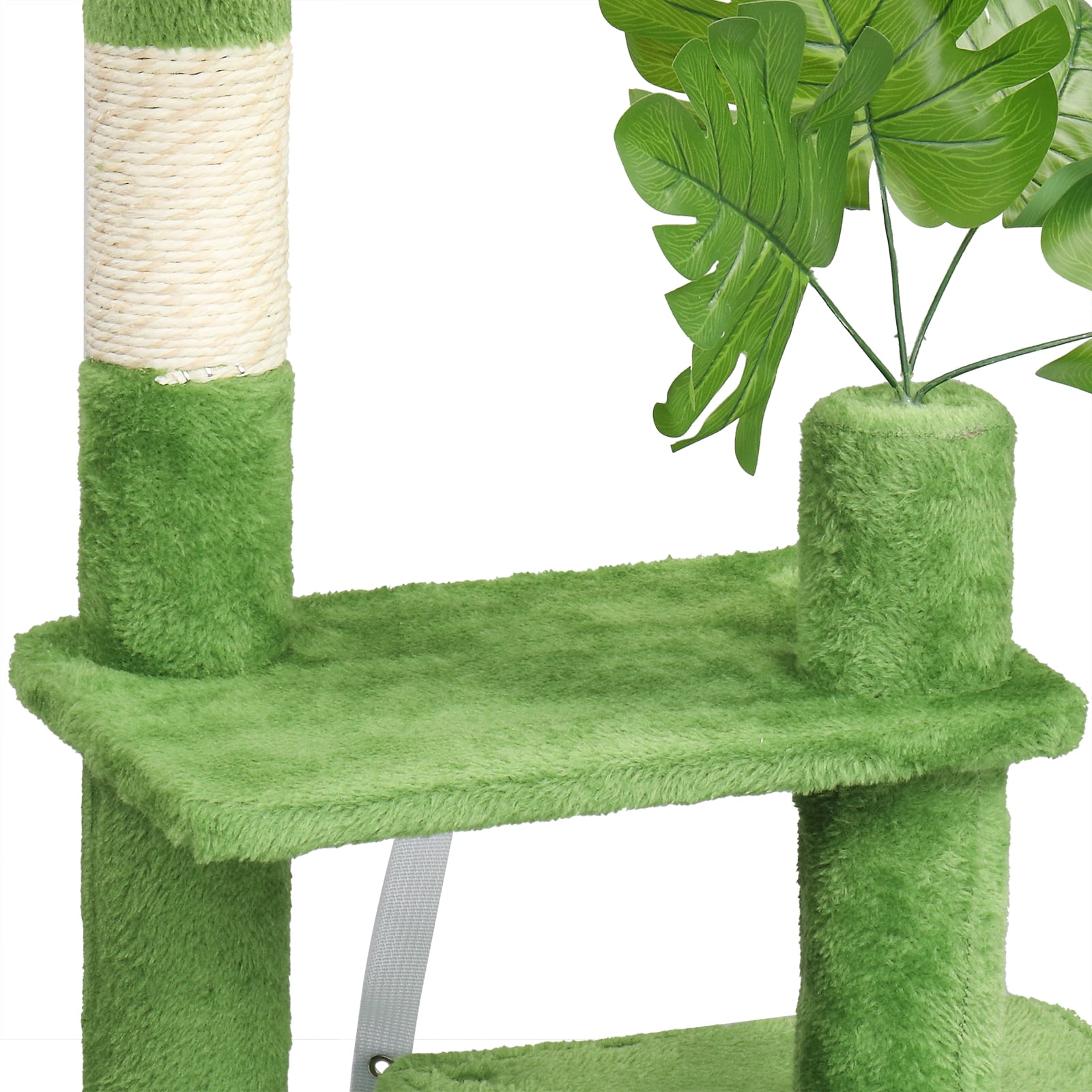 UBesGoo 48in Plush Cat Tree with Leaves, Multi-Level Tower with Condo, Hammock & Scratching Posts