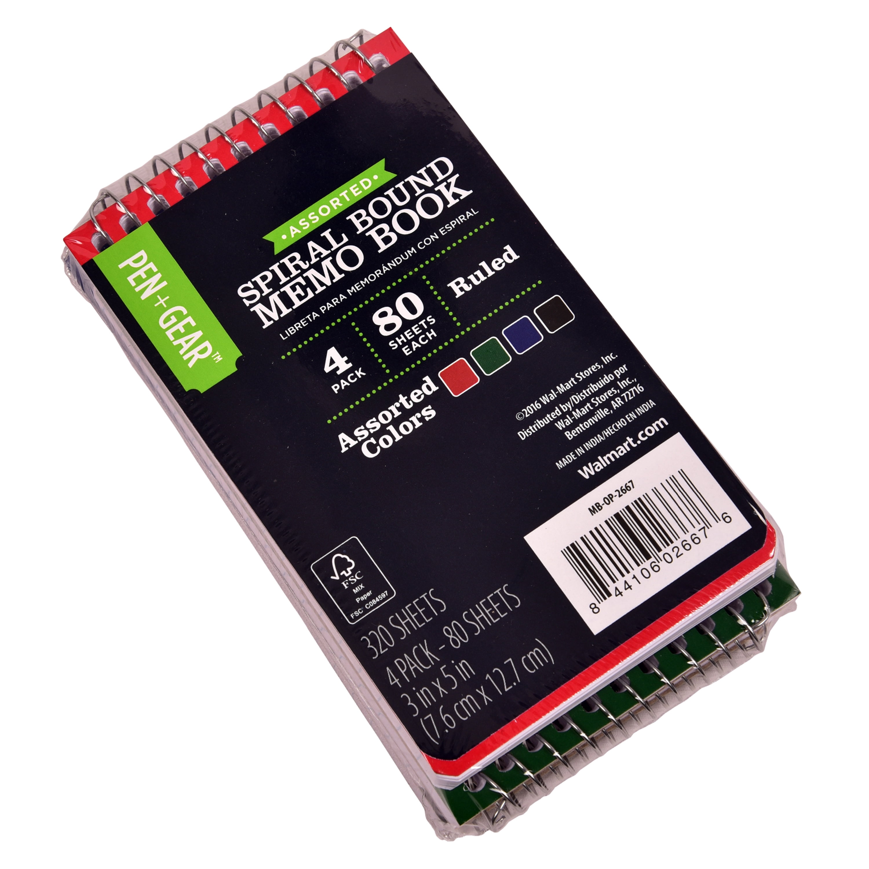 Pen + Gear Memo Book, 3 IN x 5 IN, Ruled, 80 CT, 4PK
