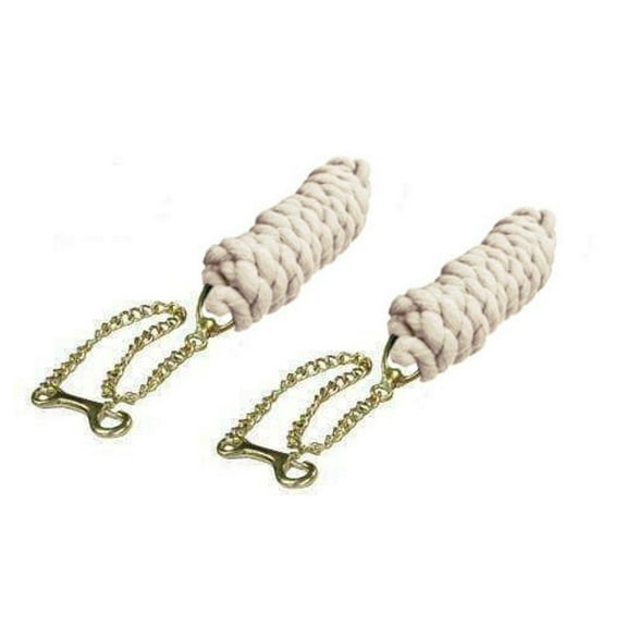 Derby Originals 10' Braided Cotton Lead Rope w/ 2' Stud Chain - Set of 2
