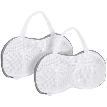 2Pcs Bra Laundry Bags  Lingerie Washing Bags with 3D Skeleton for Washing Machine Grey (A to C Cups)
