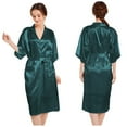 thumbnail image 7 of LYMAYTER Women Silky Robes for M-3XL Satin Mid-length Bathrobes Fashion Solid Color Nightgowns Soft Summer Loungewear, 7 of 7