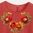 thumbnail image 4 of DDAPJ pyju Cotton Linen Tops for Women Vintage Floral Print Short Sleeve T-shirt Side Slit Round Neck Blouse Tees Lightweight Summer Blouses Daily Sales Red L, 4 of 5