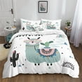 thumbnail image 1 of Move Over Alpaca Bedding Sets King Cartton Cactus Duvet Cover Set Llama and Plants Pattern Microfiber Kids Bedding No Filling, 1 of 8