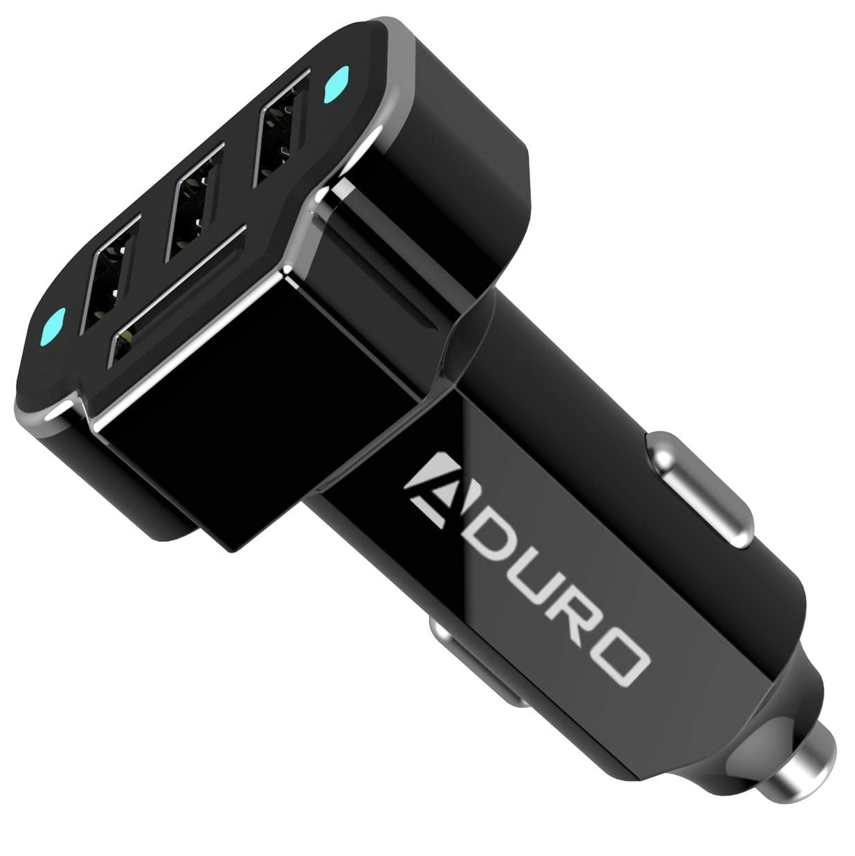 Aduro 4 Port Car Charger Adapter for iPhone Samsung and More (Black