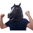 thumbnail image 1 of Máscara de cabeza de caballo, máscara de caballo espeluznante, máscara de cabeza de animal de látex, disfraces de Halloween novedosos, caballo negro (negro) BANYUO Electrónica, 1 of 6