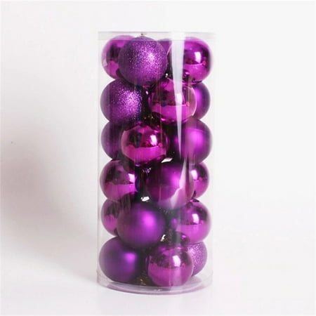 Multicolor Decorative Theme Pack of Exquisite Christmas Balls Ornaments for Tree Decoration Decor Ball (Purple), 24pcs